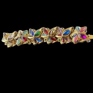 Kalinger Vintage Multicolor Rhinestone Floral Bracelet